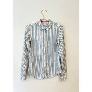 Women's Arnold Zimberg Long Sleeve Button Front Top Striped Shirt Sz XS